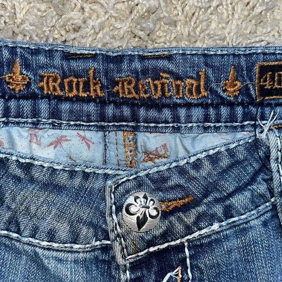 Rock Revival Stellan Straight Embellished Embroidered Western Jeans 40 - Picture 5 of 17